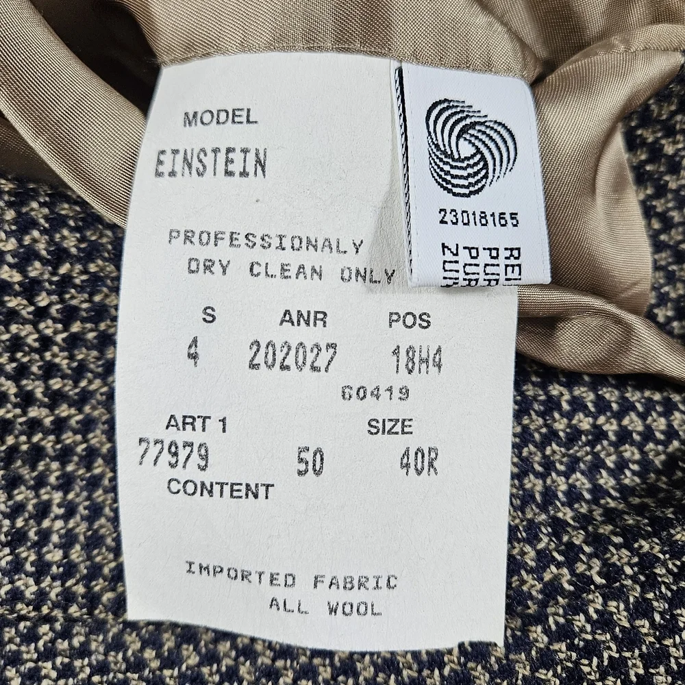 Hugo Boss Houndstooth Plaid Einstein Blazer Sport Coat Size 40R Lambswool Jacket